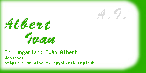 albert ivan business card